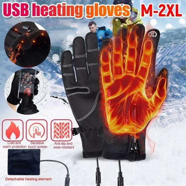 USB 3 Gears Touch Screen Heated Motorcycle Outdoor Winter Ski Sport Fishing Warm Riding Bicycle Gloves S260526 792
