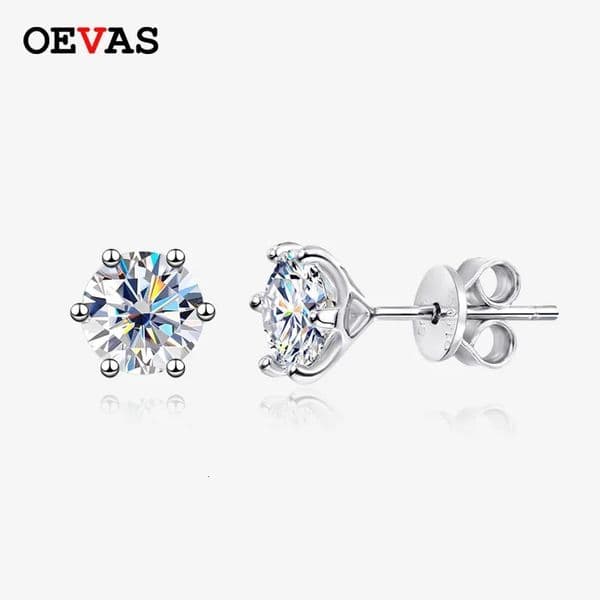 OEVAS 100 925 Sterling Silver 02-2 Carat D Color Diamond Stud Earrings For Women Sparkling Party Fine Jewelry Gifts 260526