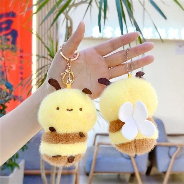 Honeybee Plush Keyring Soft with wing Stuffed Animal Keychain Accessory Bag Decoration for Everyday Use Children Birthday Gift 260526