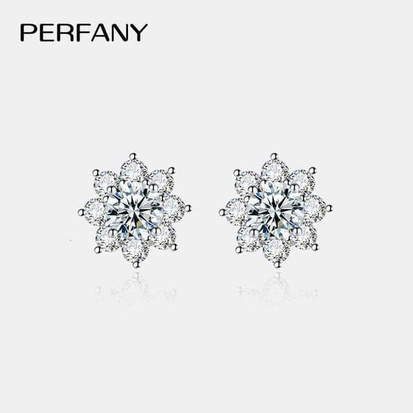 PERFANY 03-1CT Moissanite Earrings for Women S925 Pure Silver SnowFLAKe SiMUlation Earrings Wedding High-end JewelryT260527