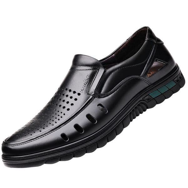 2026 Mens Leather Dress Wear Slip On Breathable Hollow Out Comfortable Non Slip Thick Sole Formal Office Gear For Summer And Daily Professional Use