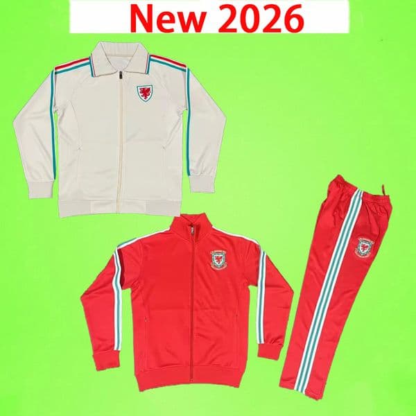 New + Retro Wales National Football Team 2026 2027 Training Soccer Jacket Suit windbreaker reversible football zipper wind coat LARSSON DALGLISH 26 27 red white