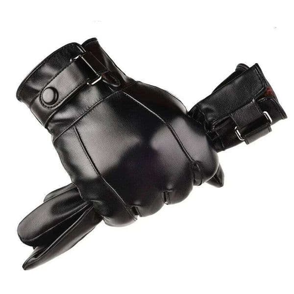 Leather for Men in Autumn and Winter Thickened Velvet Windproof Cold Proof Waterproof Riding Motorcycle Gloves S260526