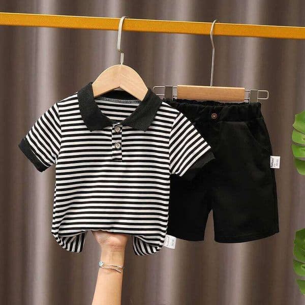 Boys Girls Stripes Sets Summer Kids Short Sleeve Tops+Shorts 2Pcs Children Clothing Suits Fashion Casual Outfits 1-5 Years W260527