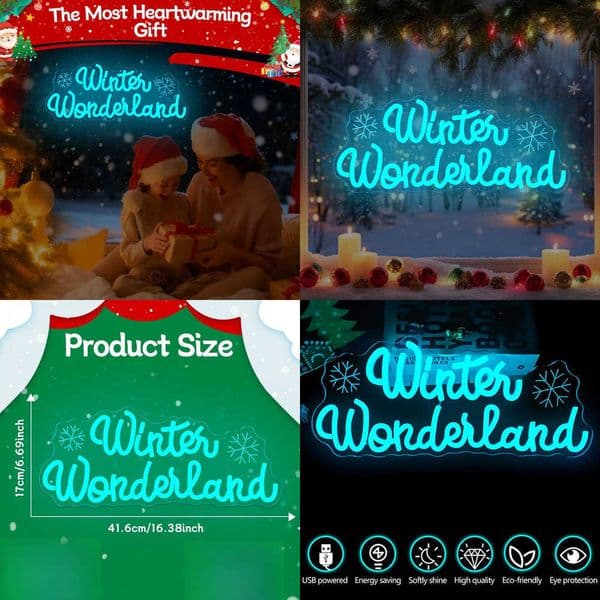 Winter Wonderland Christmas Neon Sign LED Dimmable Neon Light Sign for Christmas Theme Party Wall Decor Dimmable Gifts for Kids W260527 W260527 W260527