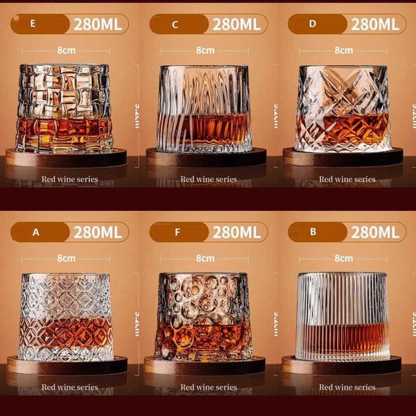 Whiskey Glass with Base Crystal Whiskey Glasses Rotating Spinning Wine y Glass Cup Drinkware for Bar Home 251217Y260527