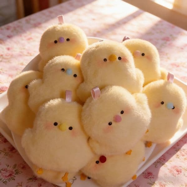 8cm Fluffy Chicken Plush Keychain, Cute Yellow Chick Stress Relief Toy