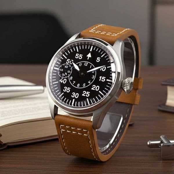 Tandorio 42mm Vintage Blue Black Green Dial ETA 6497 Mechanical Hand Wind Watch Men Sapphire Glass Pilot Style Clock Leather 260526
