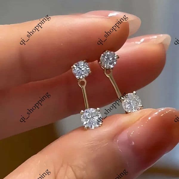 Choucong Ins Top Sell Sweet Cute Simple Fashion Jewelry Real 100% 925 Sterling Silver Round Cut Lab Moissanite Diamond Party Elegant Women Bridal Earring Gift