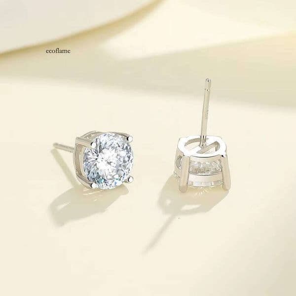 1ct 2ct D Color Pure Sier VVS 100 Faceted Russian Portuguese Cut Silicon Stone Earrings Studs