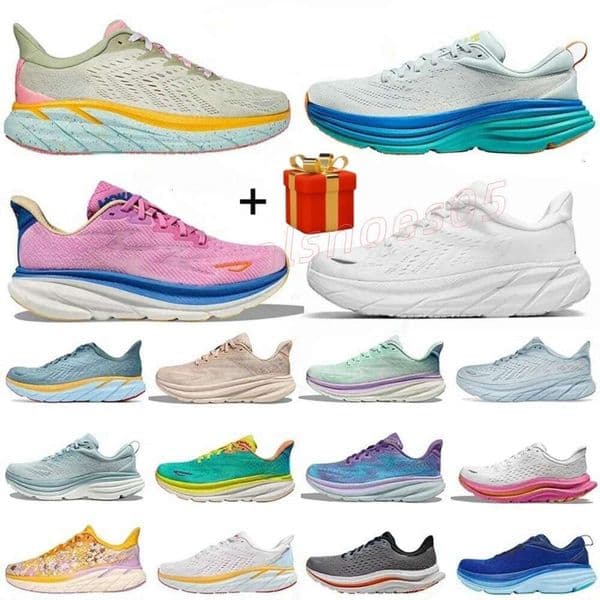 Hokarunning Shoes Bondi 8 Clifton 9 Running Shoe Fashion Sneakers one Womens mens Triple black white Cyclamen Sweet Lilac Shifting Sand trainers size 36-45