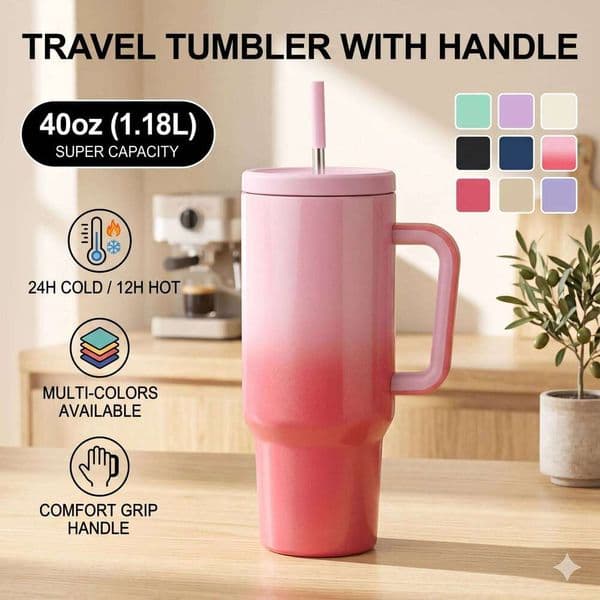 40oz Thermal Water Keep Cold Hot Stainless Steel Travel Mug Vacuum Flasks Tumbler with Lid and Straw Thermos Bottle 26L0527