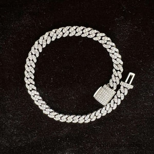 6mm S Sterling Sier Iced Out VVS Moissanite cuban link Bracelet Women Jewelry Dia Test Necklace 40
