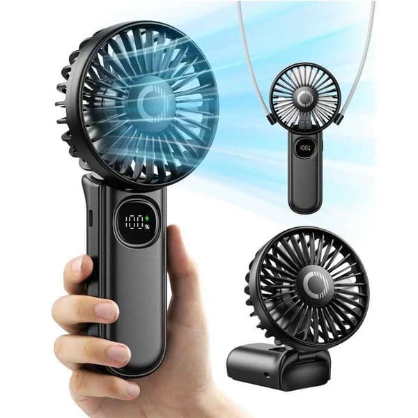 coldSky Handheld Fan Foldable Portable Fan with LED Display 3000mAh Battery Operated Mini Hand Held Fan for Travel Beach OutdoorR260527