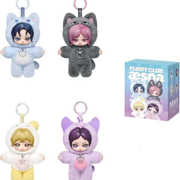 aa Fluffy Club Series Vinyl Plush Doll Pendant Blind Box Keychain Kpop Vinyl Plush Bag Charm Collectible Holiday Birthday Gifts for Kids Adts Single Box Y260527
