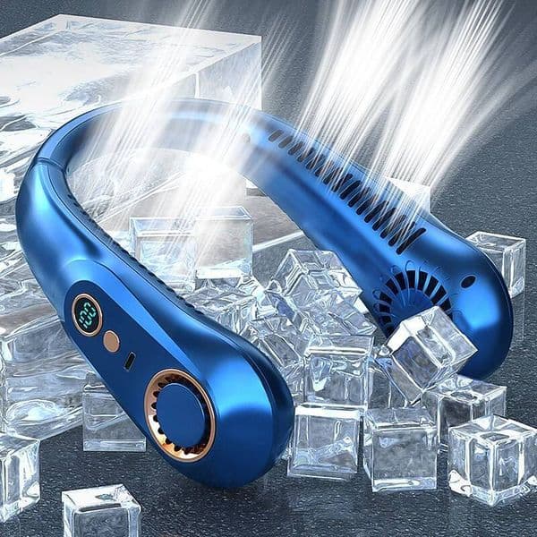 New Summer Portable Mini Hanging Neck Bladeless Neckband Fan Digital Display Power Air Cooler USB Rechargeable Electric Fans ddmynov ddmynov