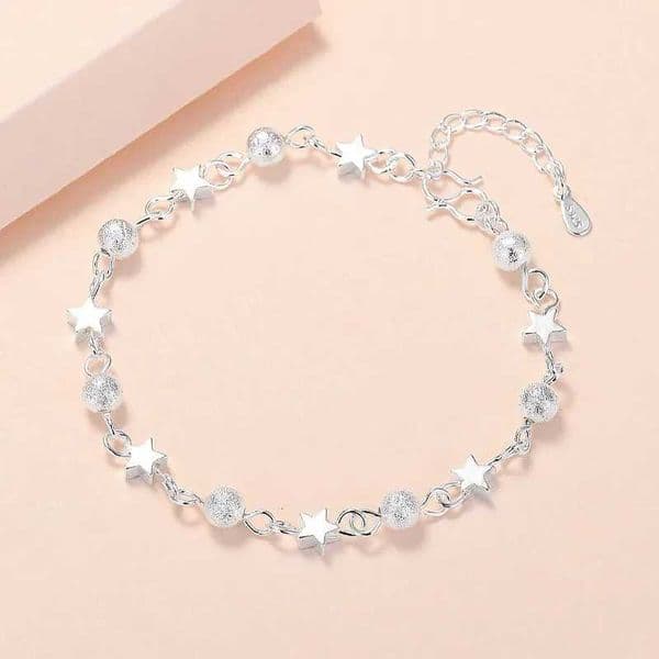 925 Sterling Silver Stars Bracelets For Women Fashion Korean Designer Frosted Bead Beautiful Party Wedding Jewelry Gift M260526
