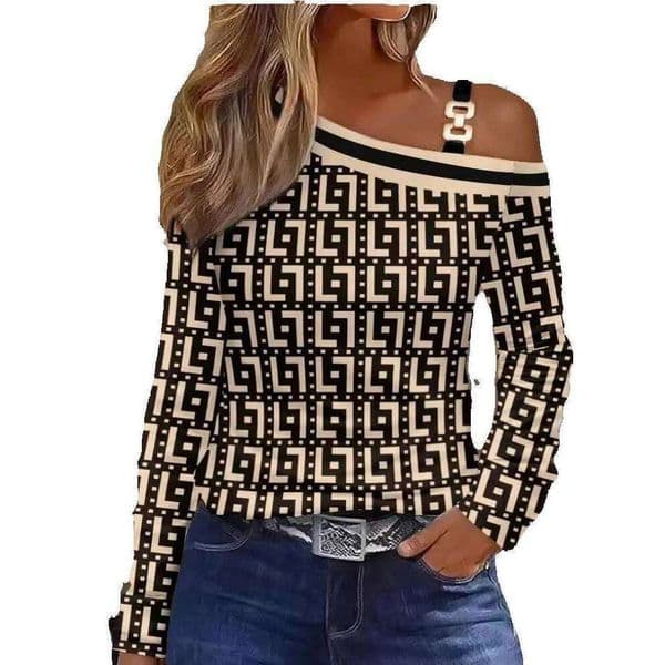 New Women's Long Sleeve Tops, Jacquard Weave Twist Knot Casual Tunic Blouse, Soft Loose Elegant Daily Wear