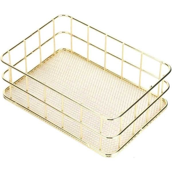 Storage Basket Jewelry Organizer Nordic Iron Gold Office Desktop Sundries Makeup Brushes Holder Table Cosmetics Organizer RackJ260527