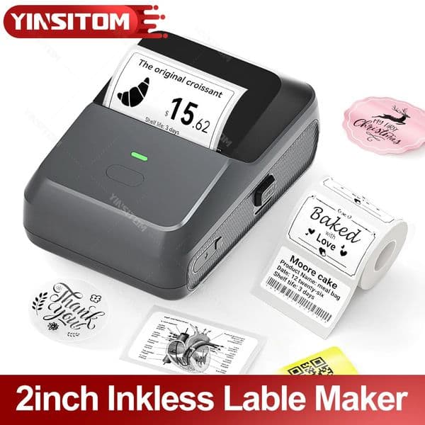 YINSITOM 20-50mm Mini Portable Thermal Printer Bluetooth Barcode Hand Multifunctional Price Label Sticker Maker Android / iOS 260526
