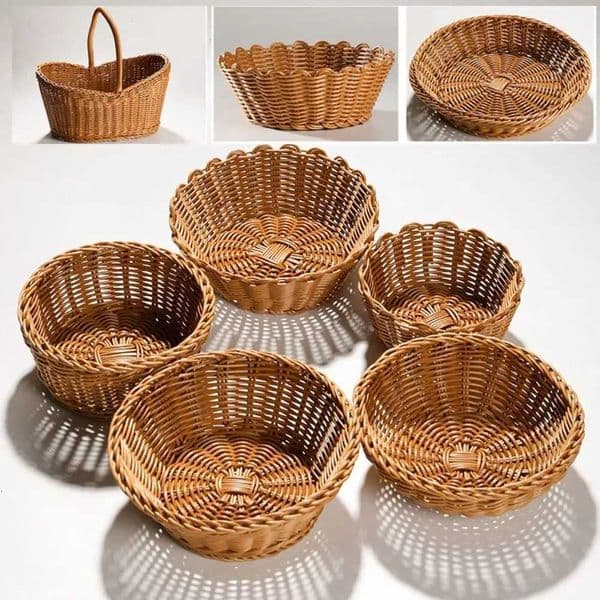 Handwoven Rattan er Woven Serving Baskets Household Bread Fruit Vegetables Basket 10 Styles Rattan Basket Restaurant DisplayJ260527