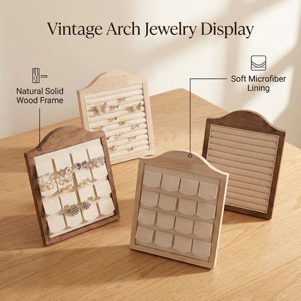 1 Pcs Wood Earrings Ring Po Frame Jewelry Display Stand Rack Velvet Storage Tray Store Counter Props Show 260527