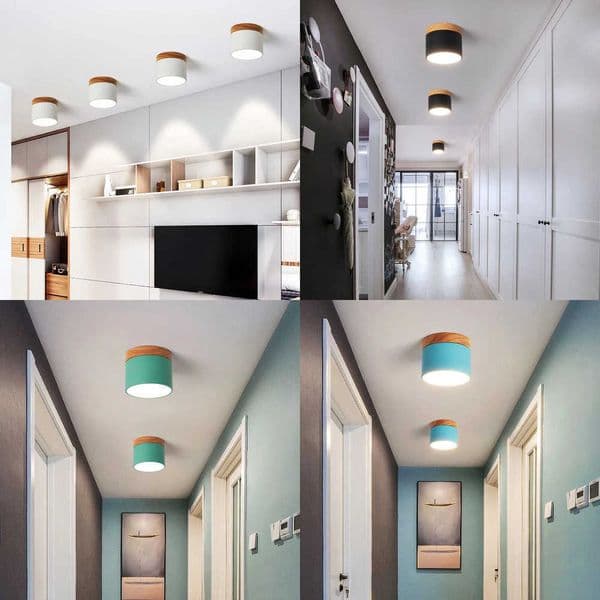 Small modern LED ceiling lamp round wood decoration creative design indoor lighting fixtures corridor balcony aisle office gloss W260527