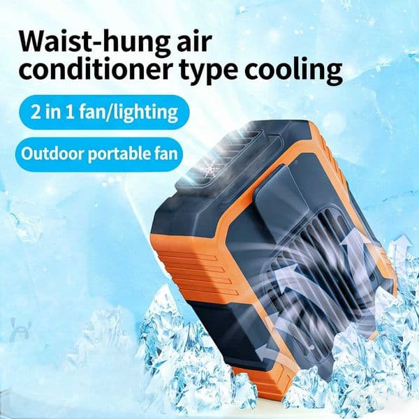 2026 New Upgrade 2W Rechargeable Wearable Waist Fan With LED Flashlight Portable Clip-on Personal Cooling Fan Hands-Free Mini AiR260527