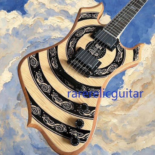 Wylde Audio Nomad Norse Dragon Bullseye Electric Guitar Rawtop, Runes Inlay, China EMG Pickups ,Black Hardware