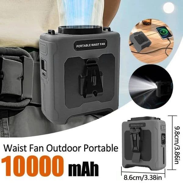 Portable Waist 10000mAh with Power Bank LED Lighting Hanging Neck 5 Speed Strong Airflow Cooling Fan for Outdoor Working ddmysaturn