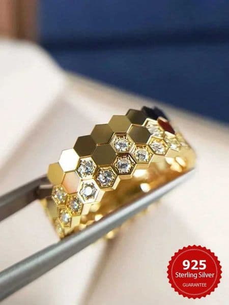 925 Sterling Silver Zircon Simple Delicate Honeycomb 3pc Set Ring For Women Engagement Wedding Luxury High Quality Fine Jewelry L260527