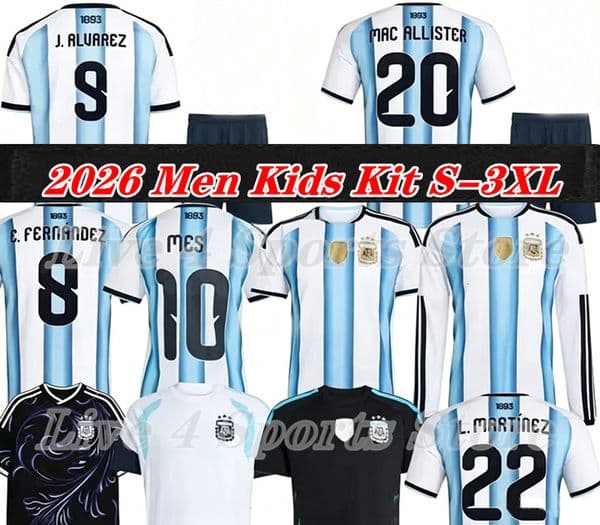 ArgentinaS Soccer Jersey 2026 World Cup MESSIS J.ALVAREZ E.FERNANDEZ DI MARIA BATISTUTA MARADONA MAC ALLISTER MARTINEZ Men Kids Women Football Shirt Uniforms
