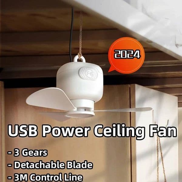 2024 New USB Small Ceiling 3-Gears Wind Speed Adjustment Removable Blade Long-lasting Silent Large Power Indoor Outdoor Fan ddmynov