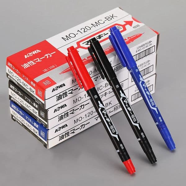10pcs Wholesale Twin Tip Permanent Marker Pen Fine Point Waterproof Ink Thin Nib Crude Nib Black/Blue/Red Ink 05/1mm Fine Color 260526