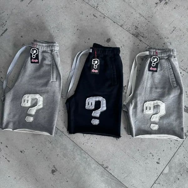 Y2K casual shorts trend symbol patchwork drawstring shorts solid color retro Harajuku hip hop men women fine fabric street wear 260525