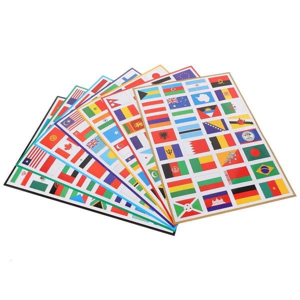 224PCS World Flags Stickers - 7 Sheets lti-Country Map Football Team Decals for Travel Face Laptop Decor Y260526