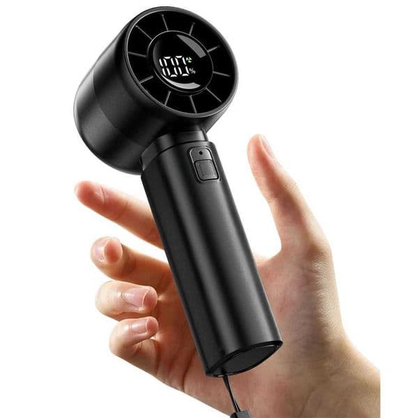 coldSky Handheld Mini Fan 4000mAh Battery Portable Rechargeable Fan with LED Display 5 Speed Turbo Fan for Beach Travel VacationR260527