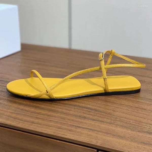 Sandals Summer Women Peep Toe Flat Shoes Woman Genuine Leather Narrow Band Casual Comfort Roman Sandalias