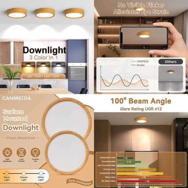 Wood grain color Ceiling Light LED Spot Downlight Surface Mounted Downlights Thin Foldable Spotlight Living Room Spots Ceiling W260527