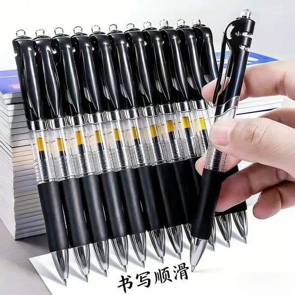 K35 Retractable Gel Water-Based Signature Refill Press Blue Black Red Student Bullet Tip Exam Carbon Pen