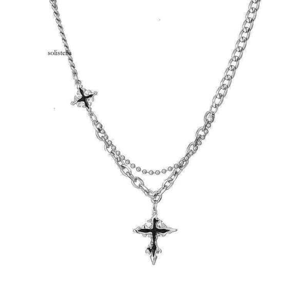 Black Cross Pendant Cool fashion Jewelry for Women Men Hip Hop Y2K Necklace