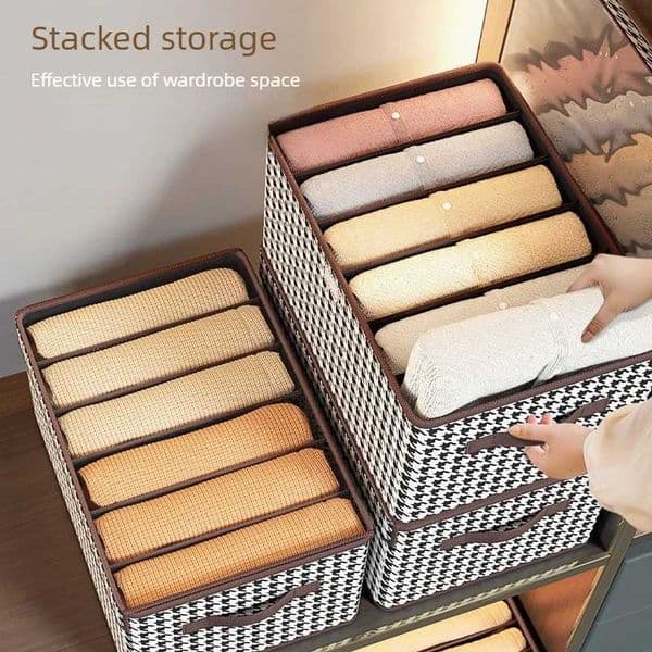 Storage Box Clothing Storage Baskets Home Foldable Clothes Pants Sorting Boxes Wardrobe Storage Divided Organizing BoxJ260527