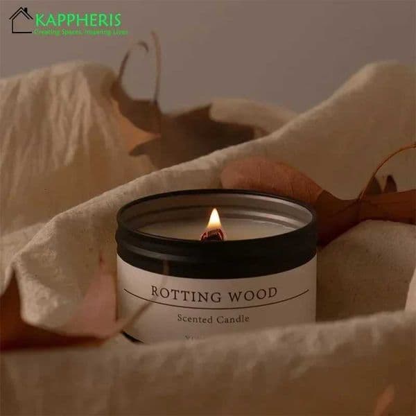 Black Tin Can Scented Aratic Candles Wooden Candle Jars with Lid ic He Decorative Candles Dried FlowerJ260527