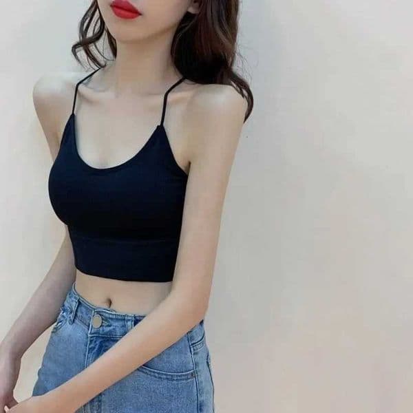 Women Sexy Club Party Beauty Back Cross Straps Camis Crop Top Female Seamless Bottomed Vest Cami Deep V Padded Sports Tops H260527