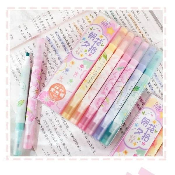 6Pc/Set Double Head Pastel Fragrance Highlighter Kawaii Color School Supplies Marker Japanese Stationery