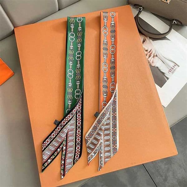 Fashion Skinny Silk Scarf for Women Fashion Hair Ribbons Headbands Bandana Female Bag Wrist Wrap Neckerchief Foulard Neck Ties C260527