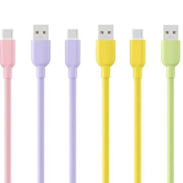Fast Charging Cable Liquid Silicone USB C Cable Soft Cord Felxible Charger Anti-Tangle for Universal Phones