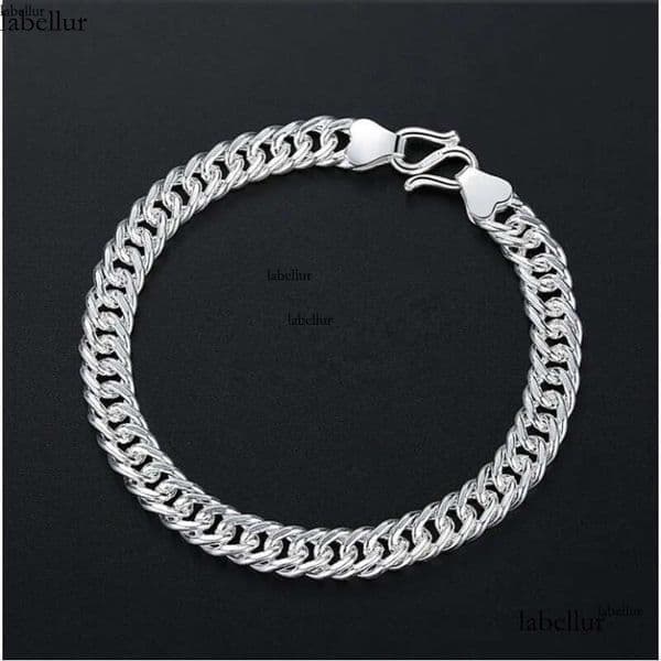 2024 Top Sell Link Chain Bracelets Simple Fashion Jewelry White Gold Fill Personality Men Women Wedding Beach Bangle For Love Gift c8