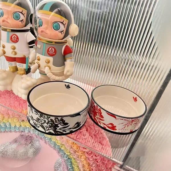 Painted bone china ceramic pet bowl cat dog food cat rice basin water bowl dog rice basin water basin
