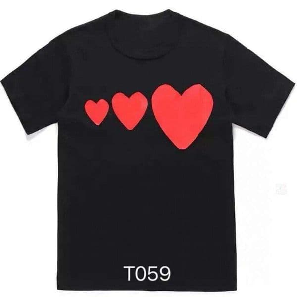 Play T Shirt High Quality Mens Designer Shirt Shirt Style Solid Couple Luxury Heart Shirt Sleeve Fashion Commes Desgarcons T Shirt Outdoors Casual Graphic Tee 907